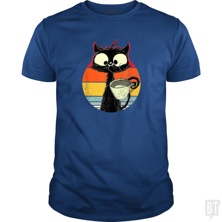 Retro Coffee Cat - BustedTees.com
