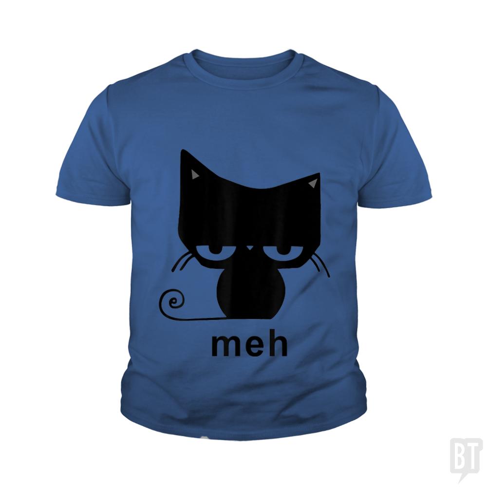 Meh Black Cat Funny  Kids Shirt - BustedTees.com