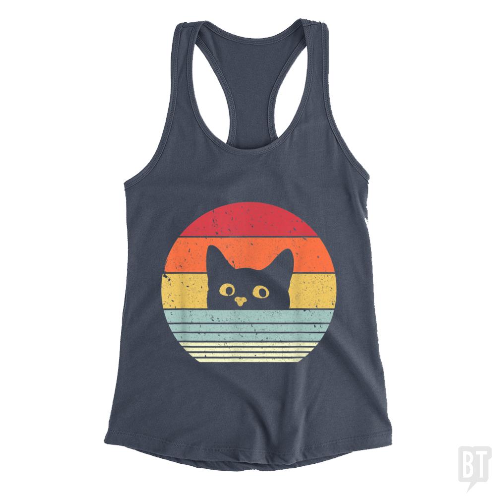 Cat Shirt Retro Style Tank Tops - BustedTees.com