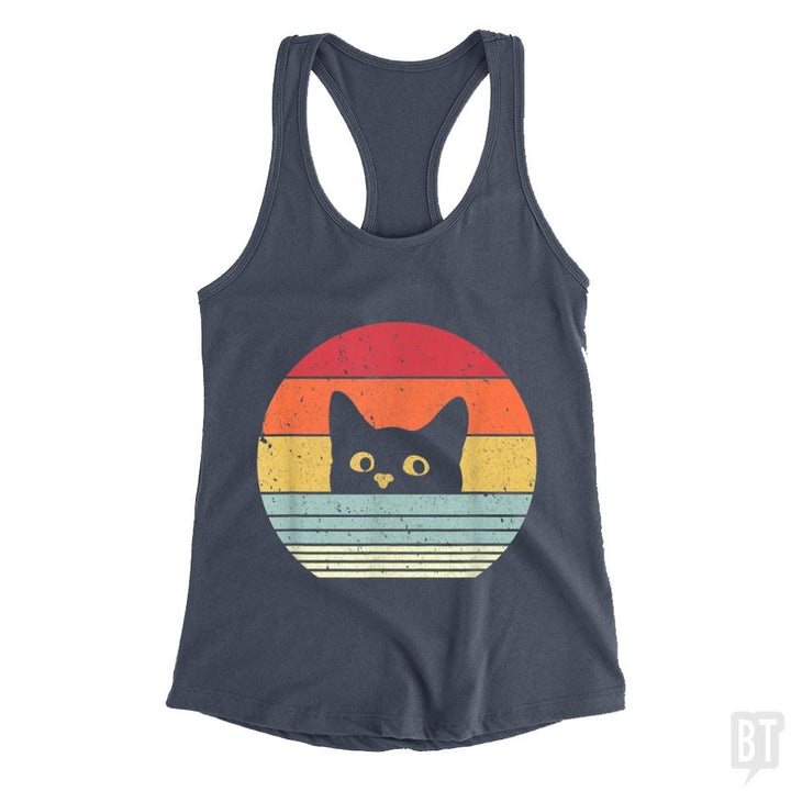 Cat Shirt Retro Style Tank Tops - BustedTees.com