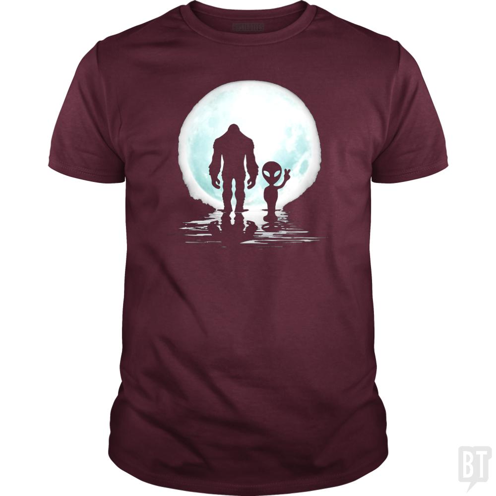 Bigfoot and Alien - BustedTees.com