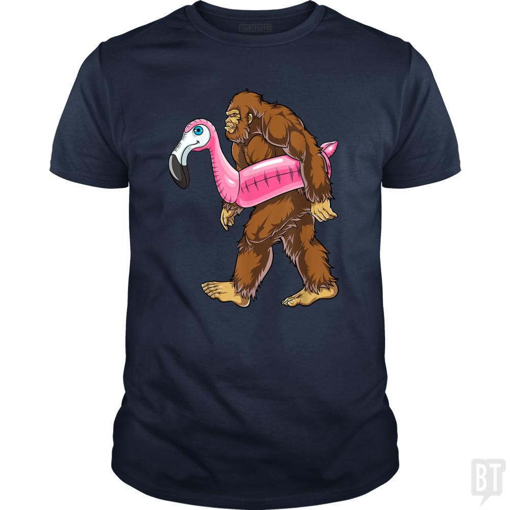 Pool Party Bigfoot Flamingo - BustedTees.com