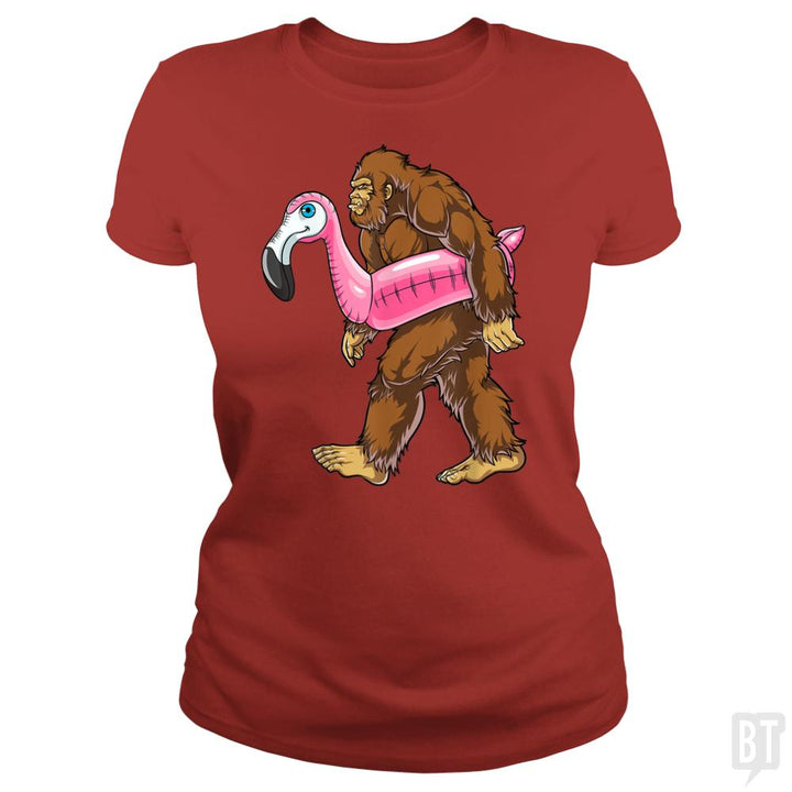 Pool Party Bigfoot Flamingo - BustedTees.com