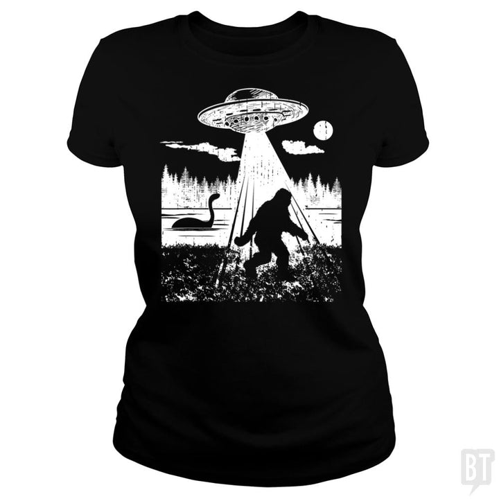 Bigfoot UFO Abduction - BustedTees.com