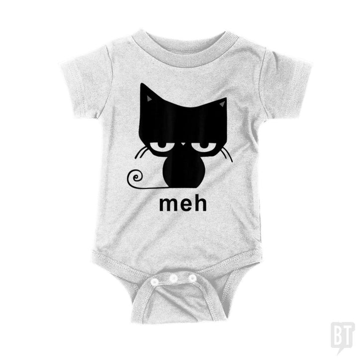 Meh Black Cat Funny  Kids Shirt - BustedTees.com