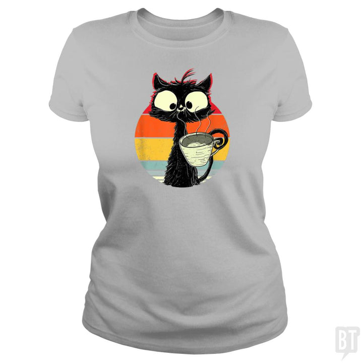 Retro Coffee Cat - BustedTees.com