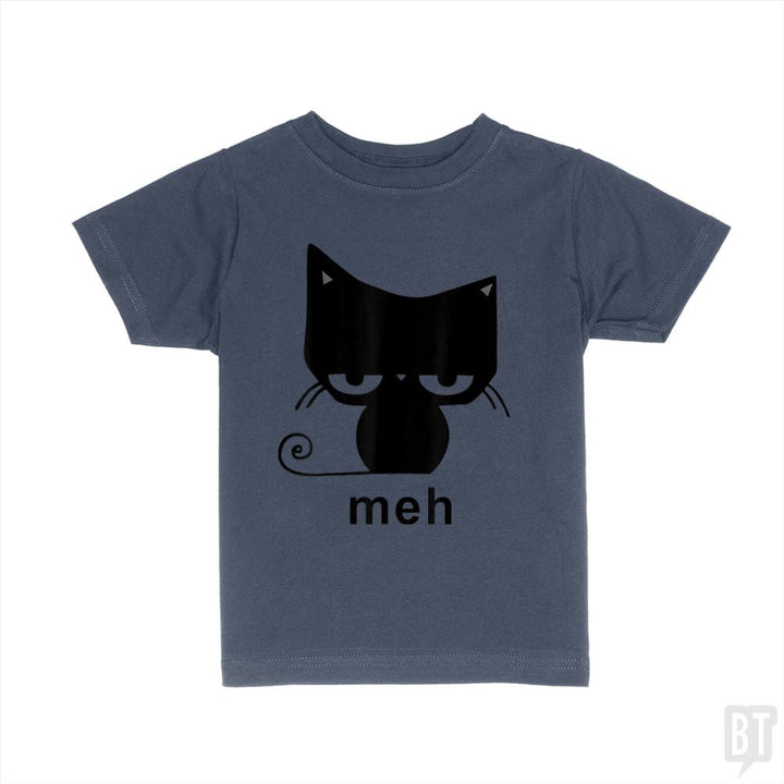 Meh Black Cat Funny  Kids Shirt - BustedTees.com