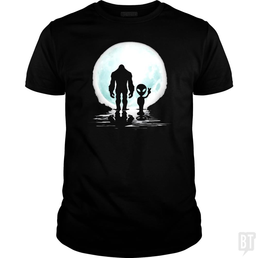 Bigfoot and Alien - BustedTees.com