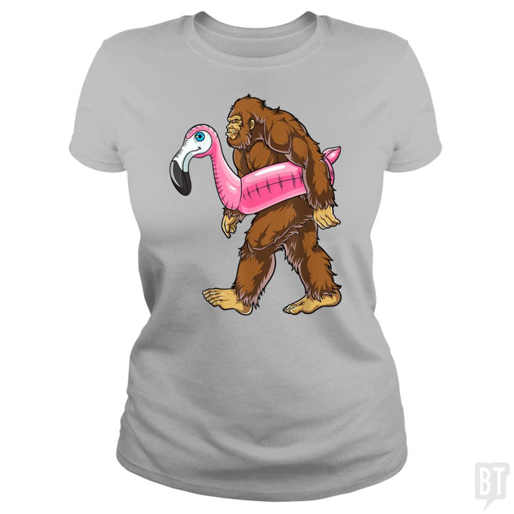 Pool Party Bigfoot Flamingo - BustedTees.com