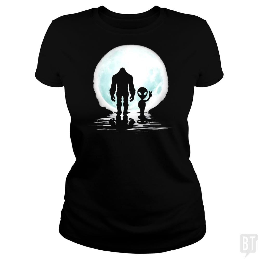 Bigfoot and Alien - BustedTees.com