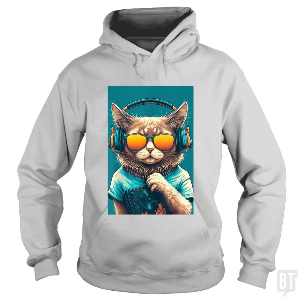 DJ Vintage 80s Cat Kitten Hoodie