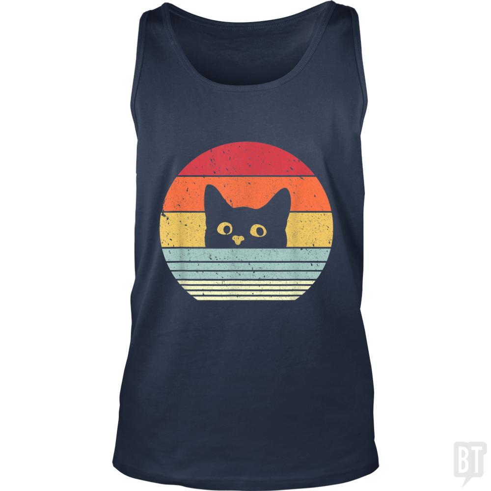 Cat Shirt Retro Style Tank Tops - BustedTees.com