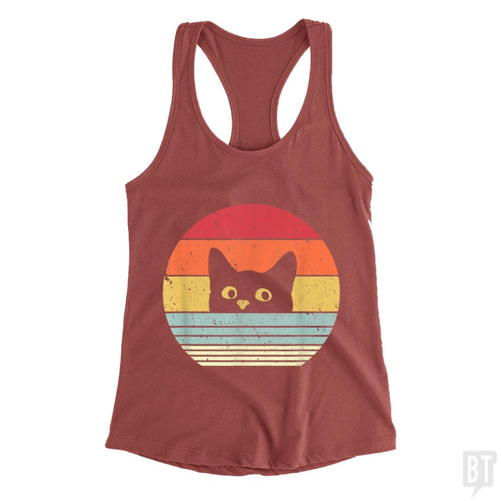 Cat Shirt Retro Style Tank Tops - BustedTees.com