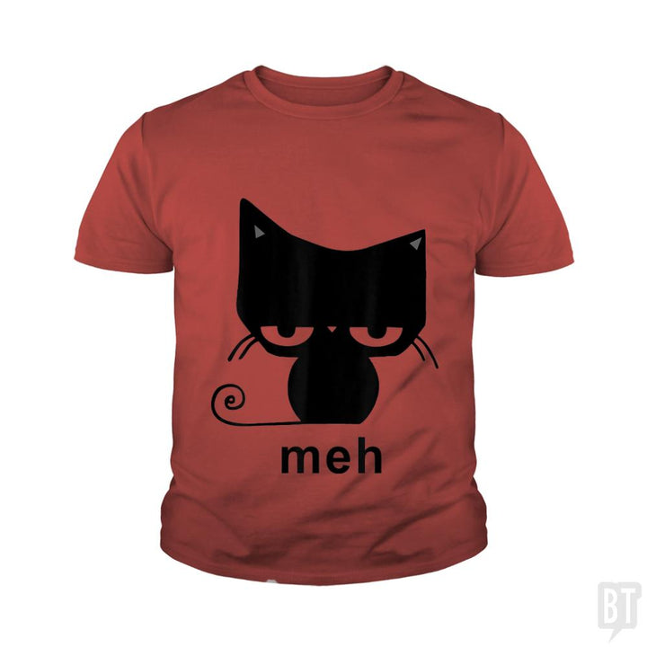 Meh Black Cat Funny  Kids Shirt - BustedTees.com