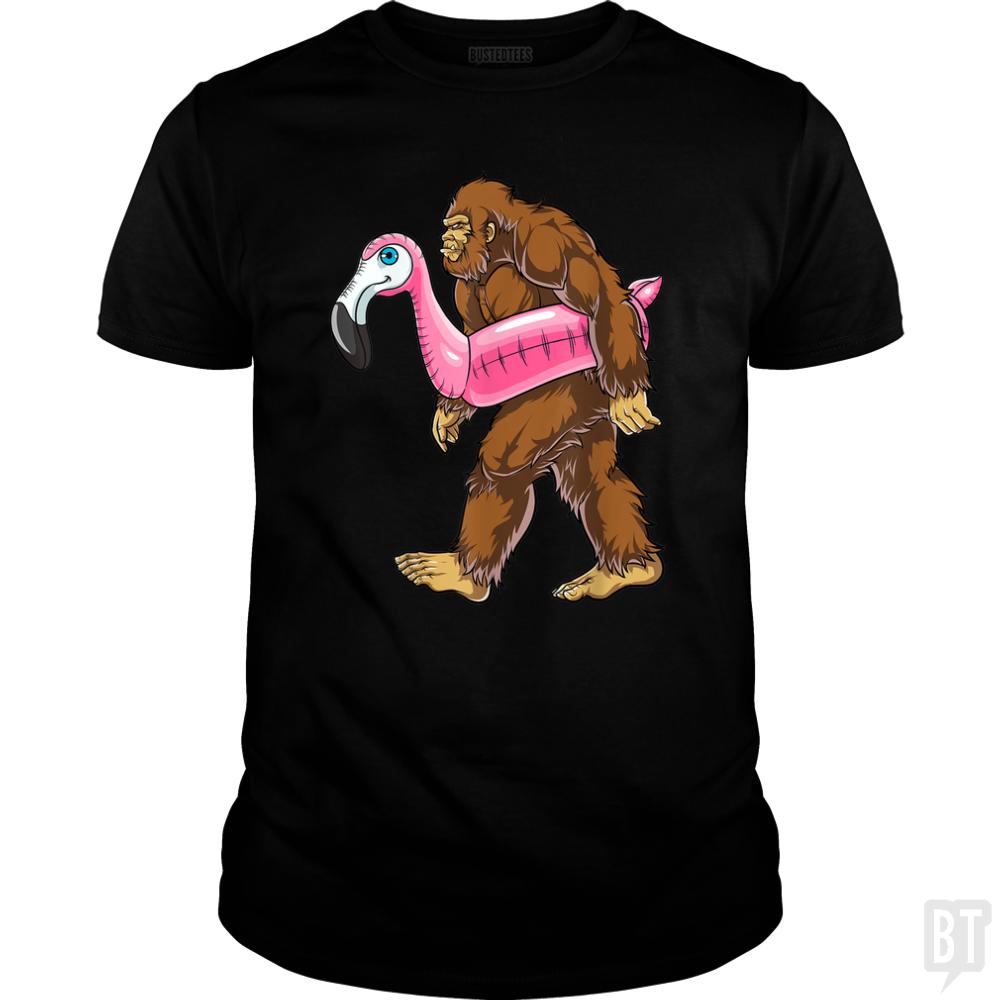 Pool Party Bigfoot Flamingo - BustedTees.com