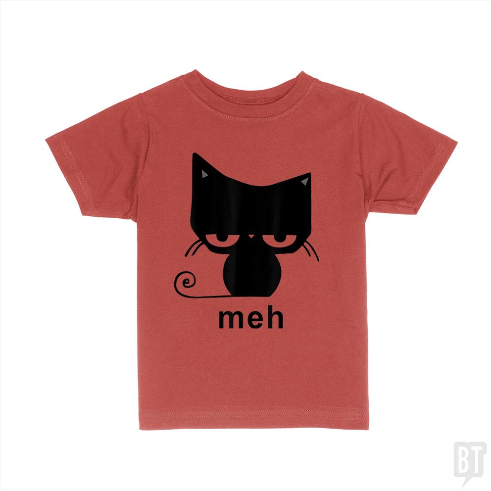 Meh Black Cat Funny  Kids Shirt - BustedTees.com