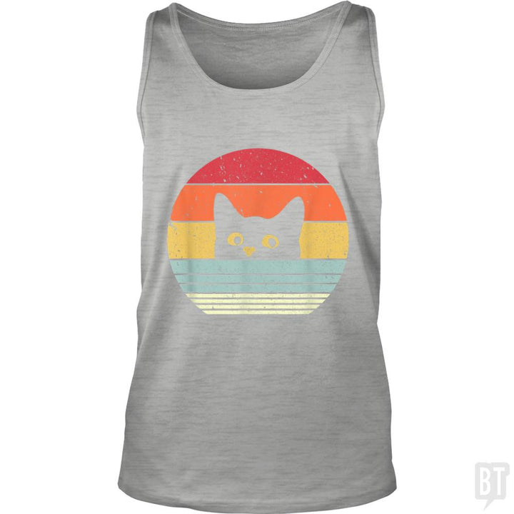 Cat Shirt Retro Style Tank Tops - BustedTees.com
