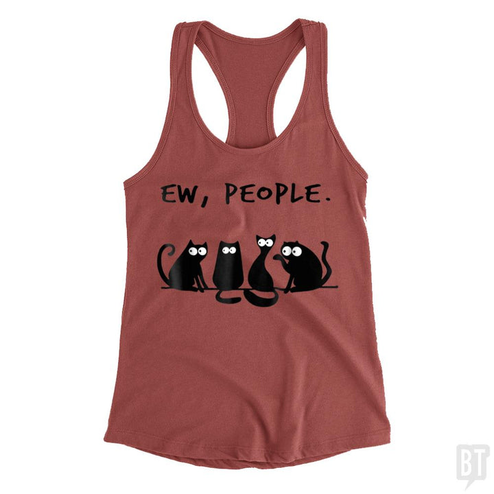 Funny Cat Ew, People Tank Tops - BustedTees.com
