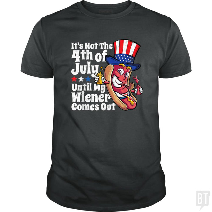 Funny 4th of July Hot Dog Wiener Comes Out - BustedTees.com