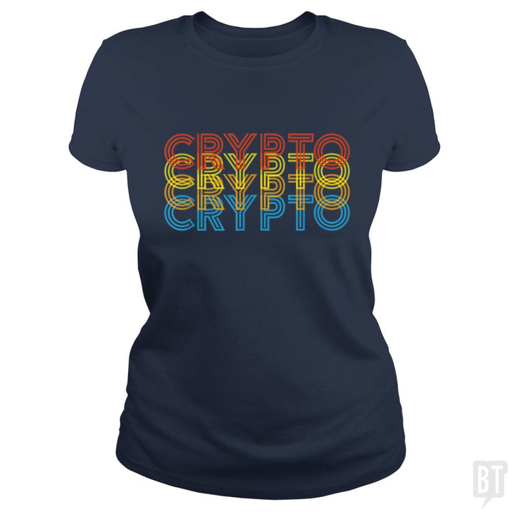 Vintage Cool Crypto Bitcoin Blockchain Retro - BustedTees.com