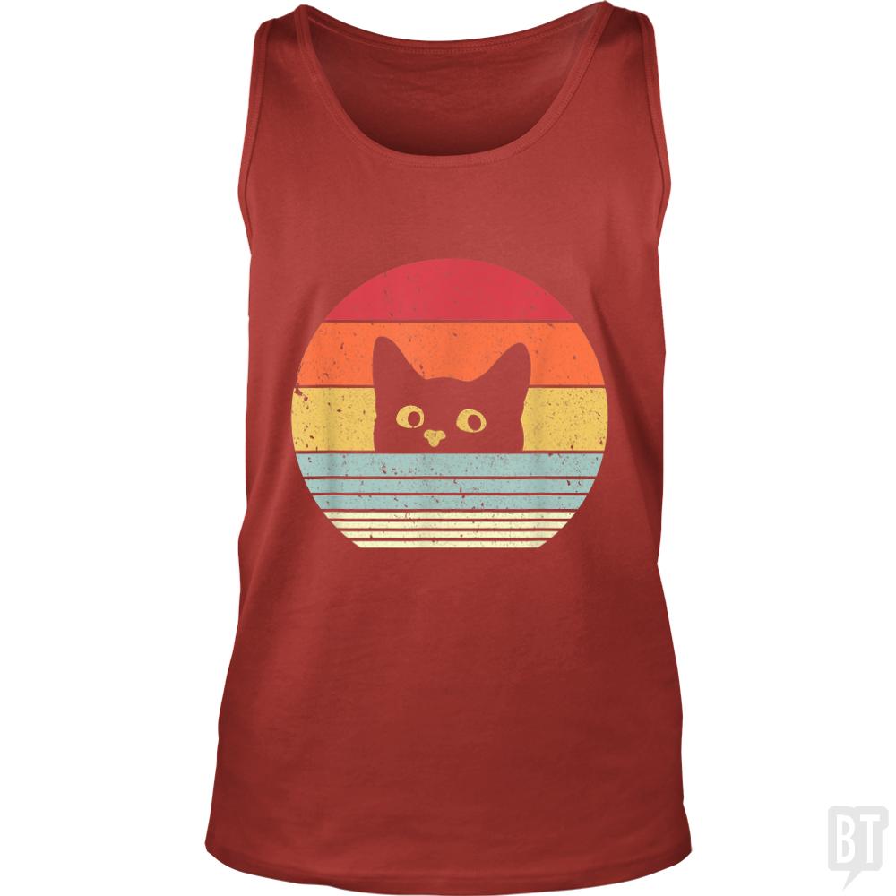 Cat Shirt Retro Style Tank Tops - BustedTees.com