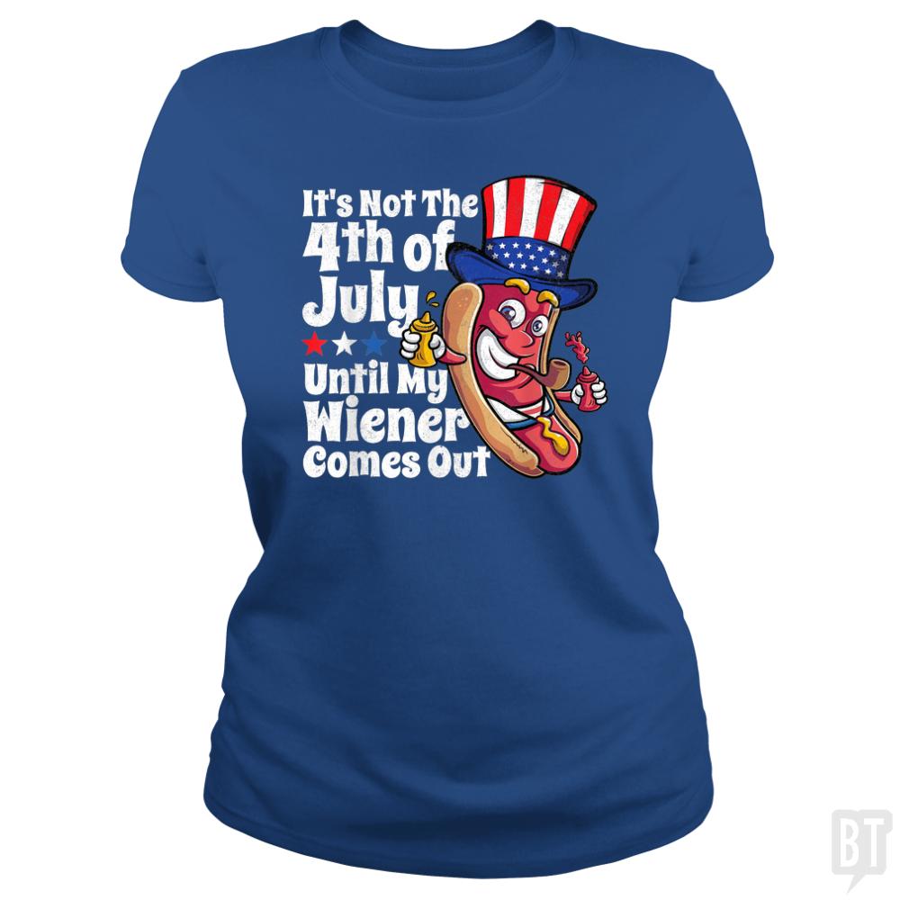 Funny 4th of July Hot Dog Wiener Comes Out - BustedTees.com