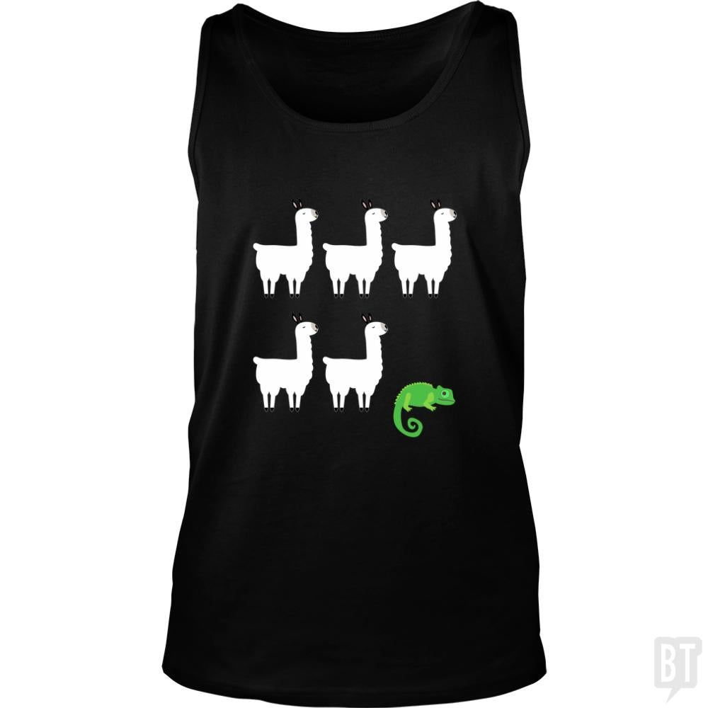 Llama, Llama, Llama, Llama, Llama, Chameleon Tank Tops - BustedTees.com