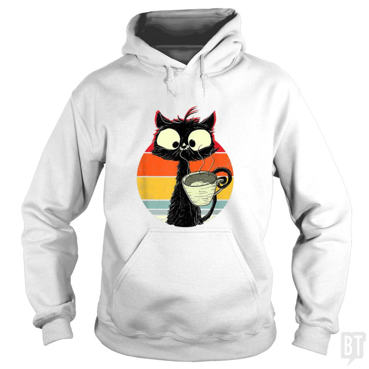 Retro Coffee Cat - BustedTees.com