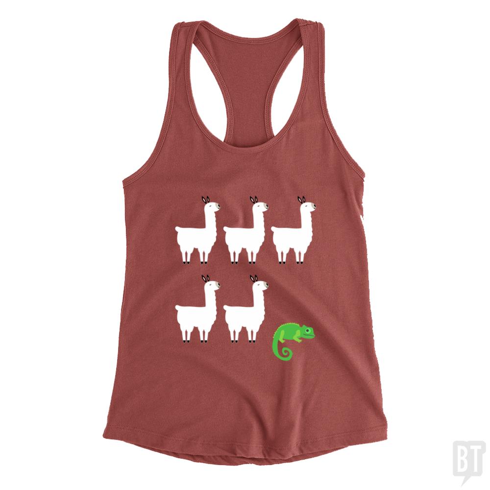 Llama, Llama, Llama, Llama, Llama, Chameleon Tank Tops - BustedTees.com