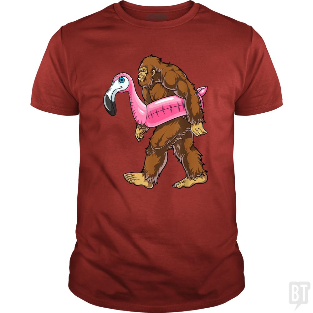 Pool Party Bigfoot Flamingo - BustedTees.com