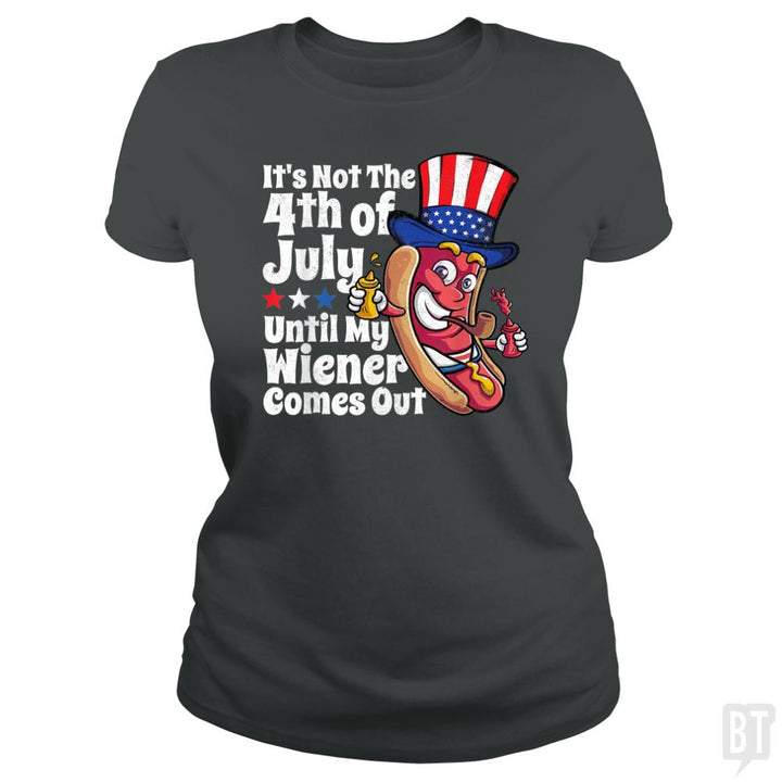 Funny 4th of July Hot Dog Wiener Comes Out - BustedTees.com