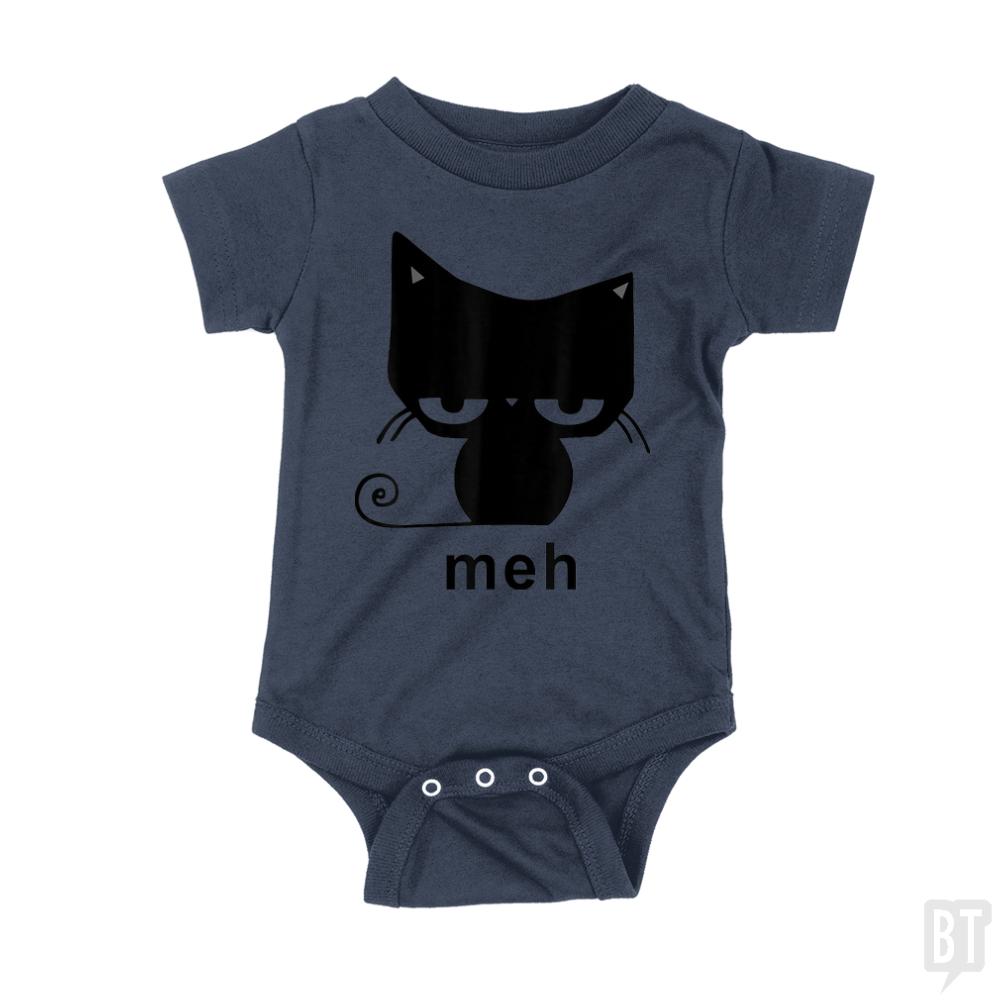 Meh Black Cat Funny  Kids Shirt - BustedTees.com