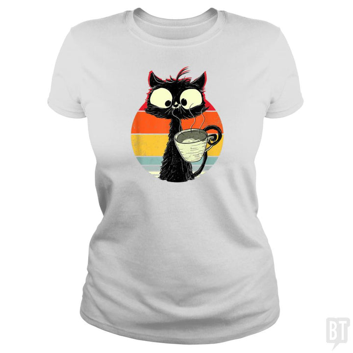 Retro Coffee Cat - BustedTees.com