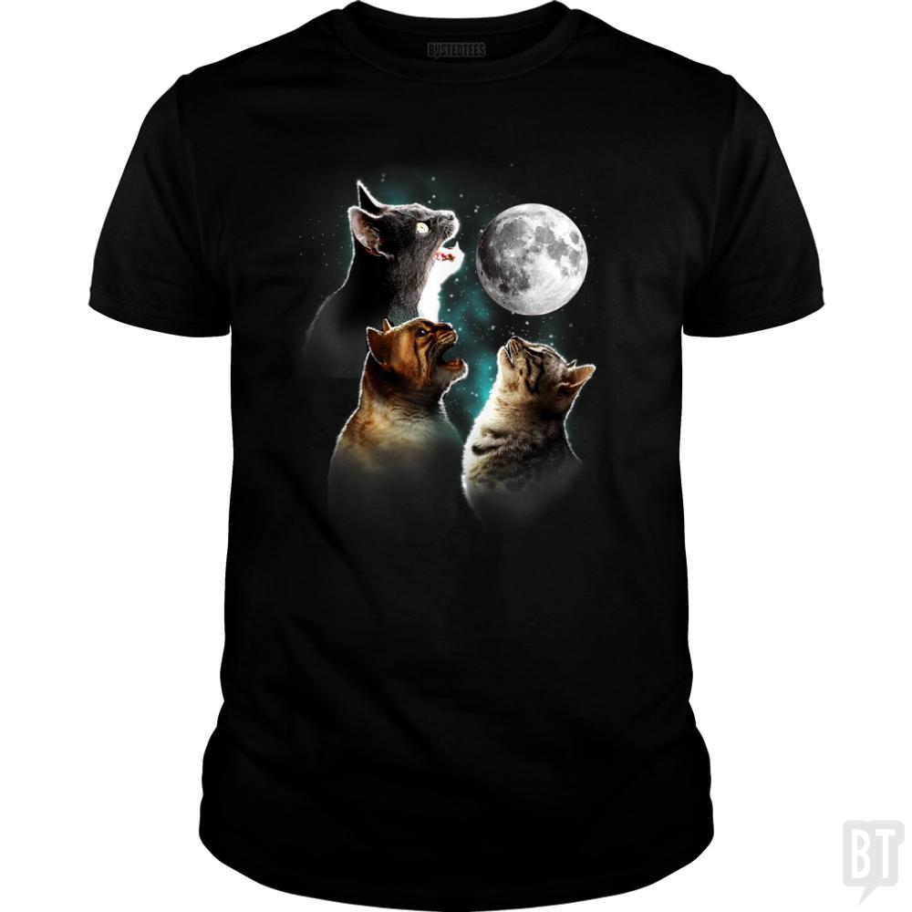 Cats Meowling At Moon - BustedTees.com