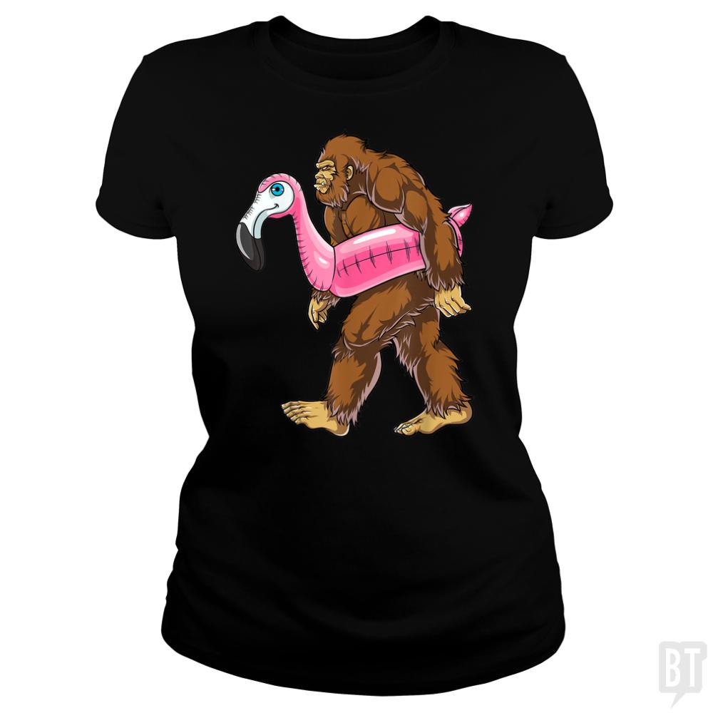 Pool Party Bigfoot Flamingo - BustedTees.com