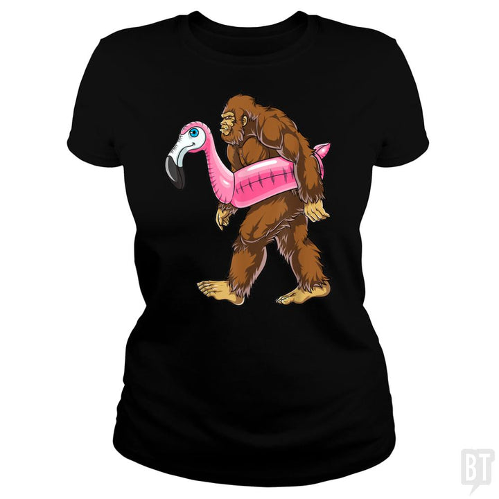 Pool Party Bigfoot Flamingo - BustedTees.com