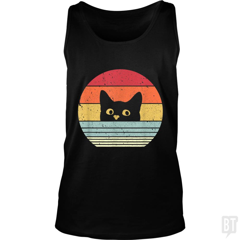 Cat Shirt Retro Style Tank Tops - BustedTees.com