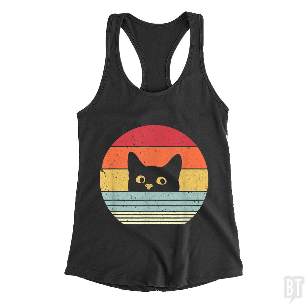 Cat Shirt Retro Style Tank Tops - BustedTees.com