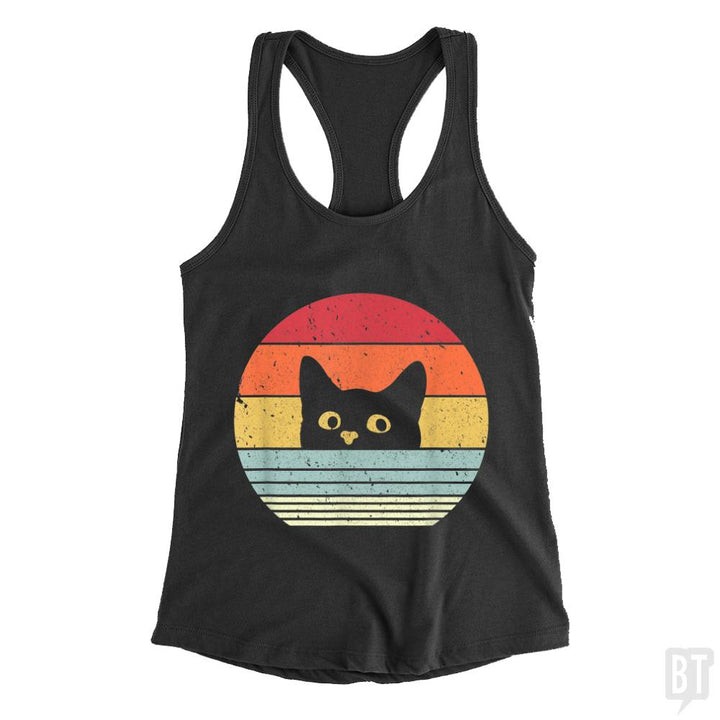 Cat Shirt Retro Style Tank Tops - BustedTees.com