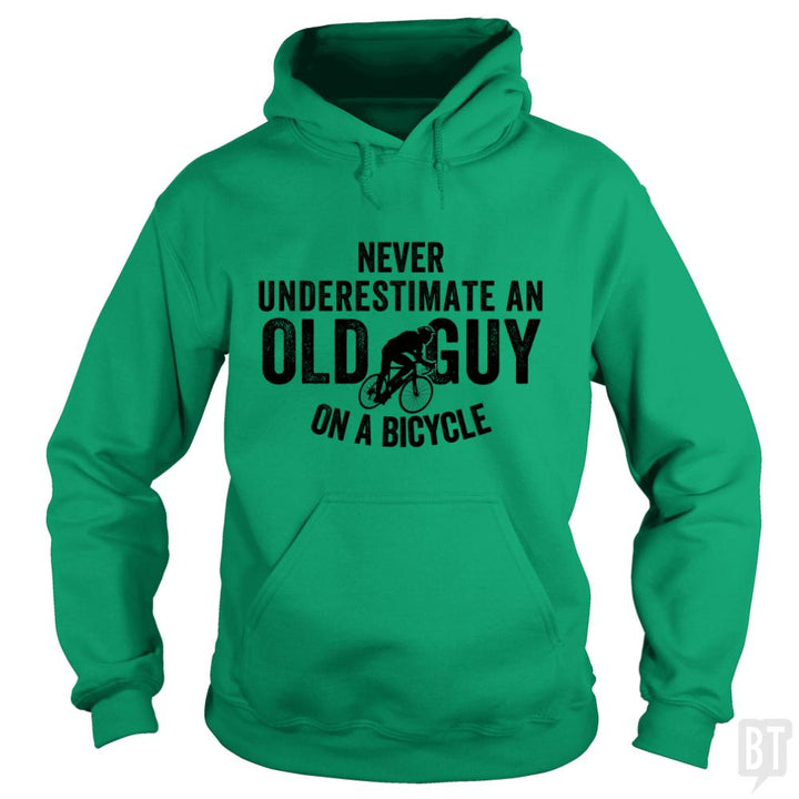 Never Underestimate An old Guy On A Bicycle - BustedTees.com