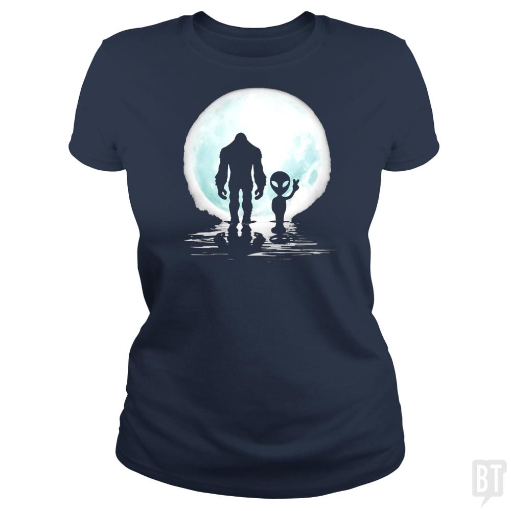 Bigfoot and Alien - BustedTees.com