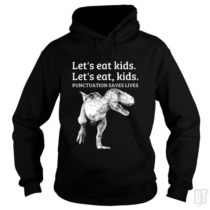 Punctuation Saves Lives T-Rex - BustedTees.com