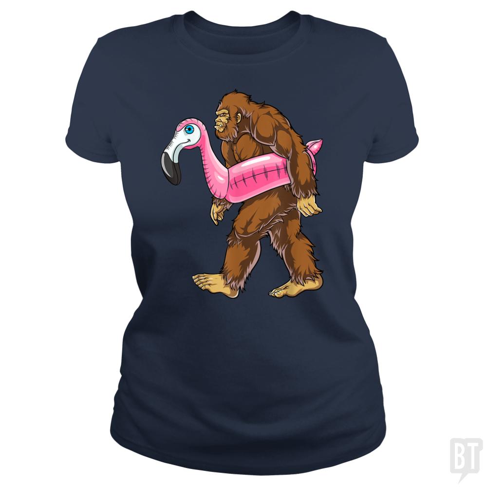Pool Party Bigfoot Flamingo - BustedTees.com