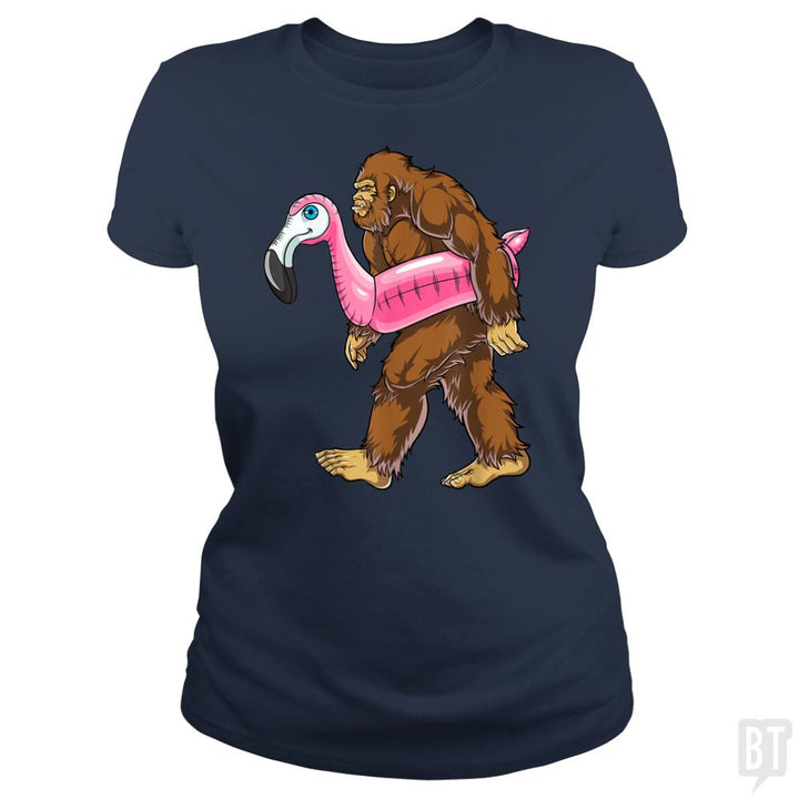 Pool Party Bigfoot Flamingo - BustedTees.com