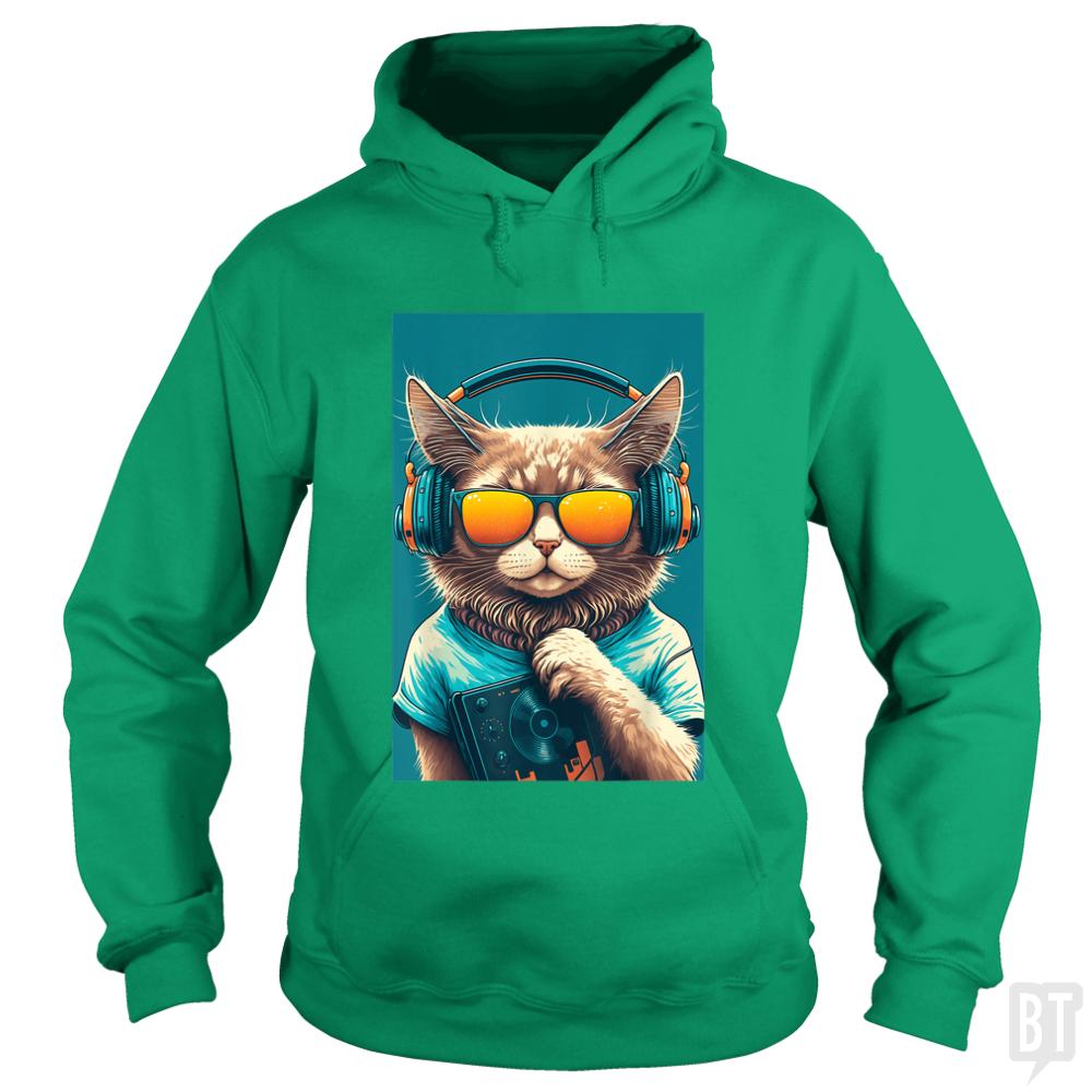 DJ Vintage 80s Cat Kitten Hoodie