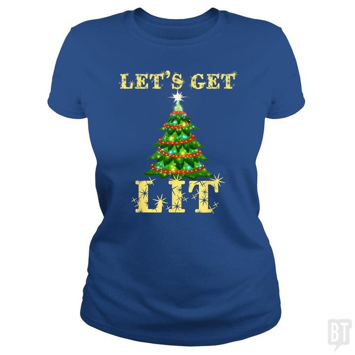 Let's Get Lit Drinking Funny Christmas - BustedTees.com