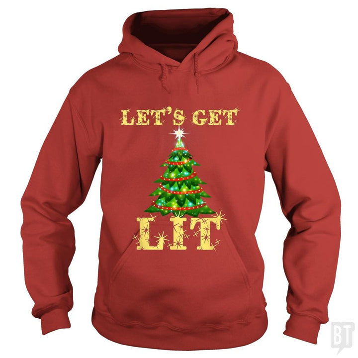Let's Get Lit Drinking Funny Christmas - BustedTees.com