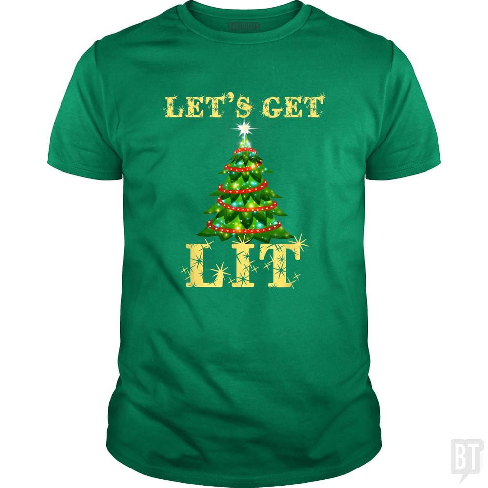 Let's Get Lit Drinking Funny Christmas - BustedTees.com