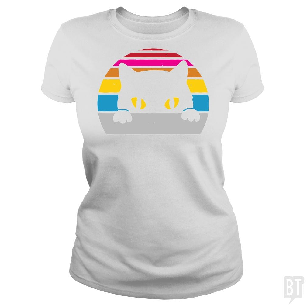 Vintage Black Cat Lover, Retro Style Cats Gift T-S - BustedTees.com
