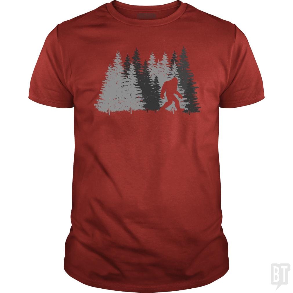 Funny Bigfoot In Forest - BustedTees.com